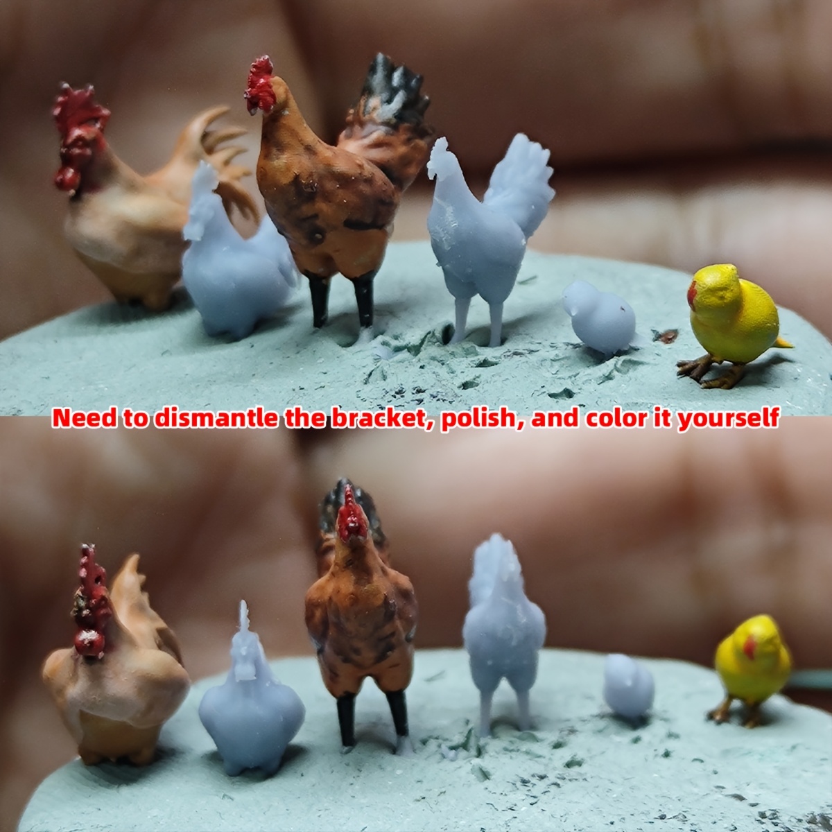 3D Printed Rooster Model Kit for Diorama